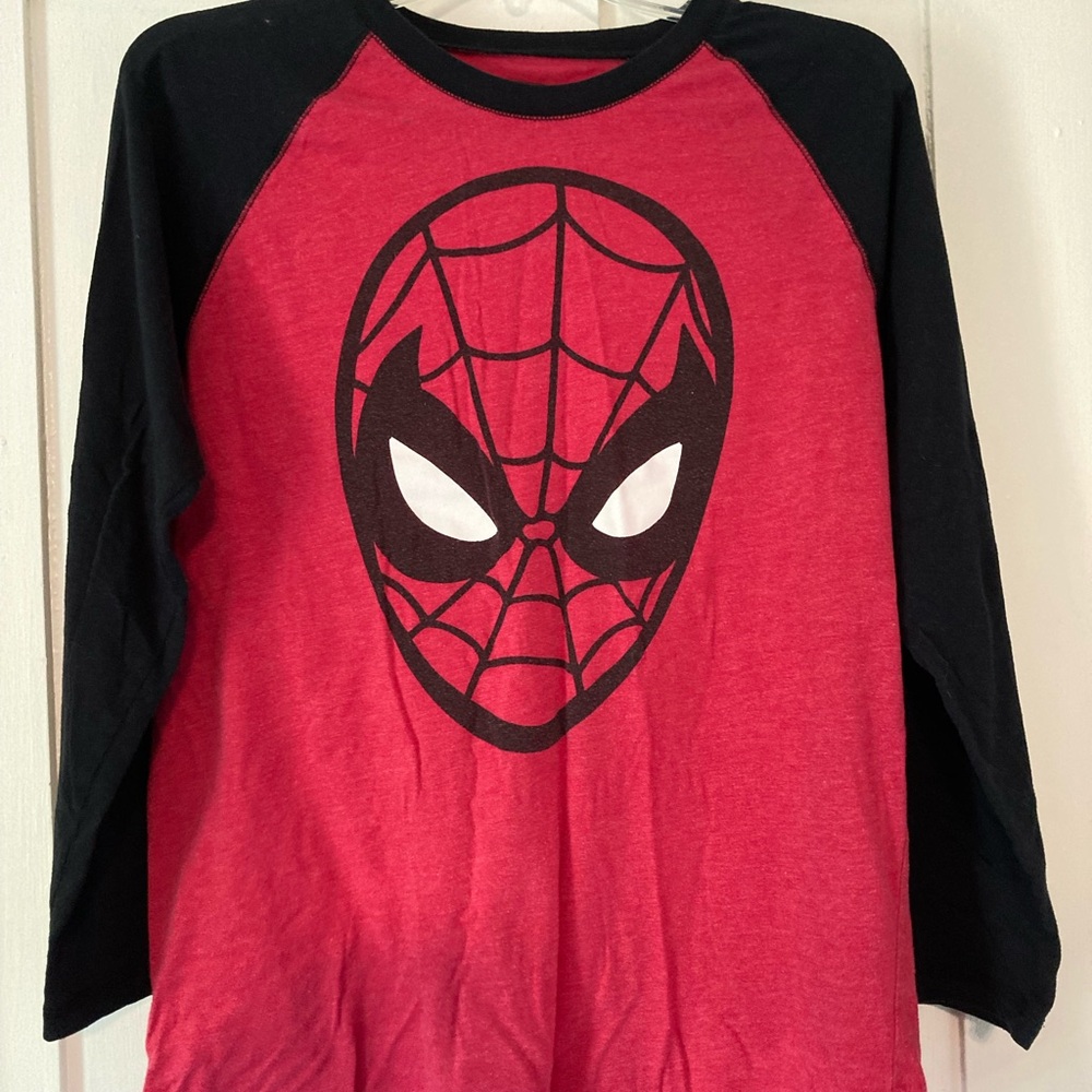 Spider-Man Raglan Sleeve Baseball Tee, Marvel Superhero Shirt, Red and Black